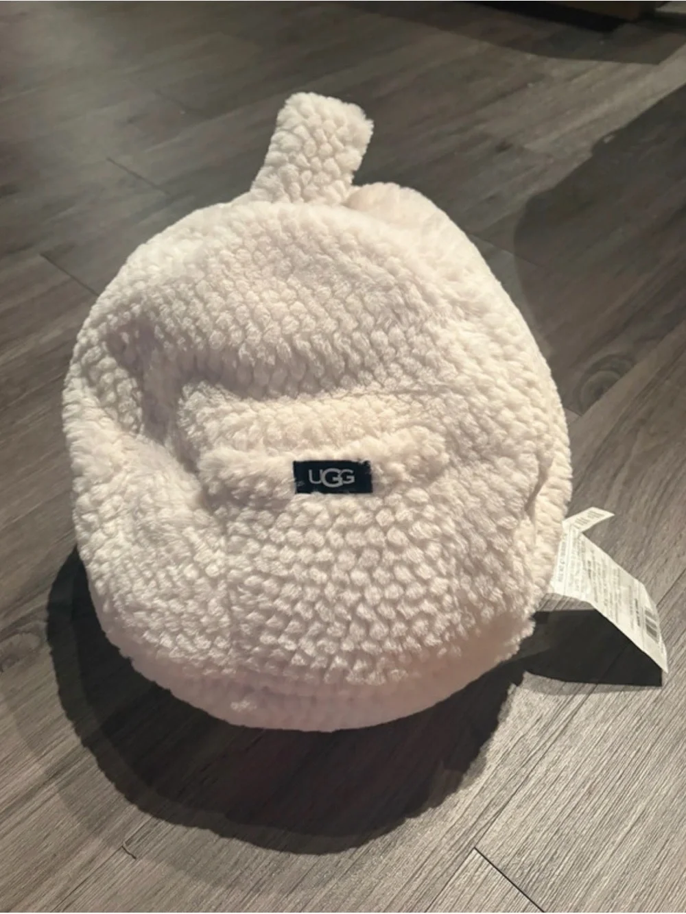 UGG faux fur tablet pouf phone beanbag holder, designed to prop up devices